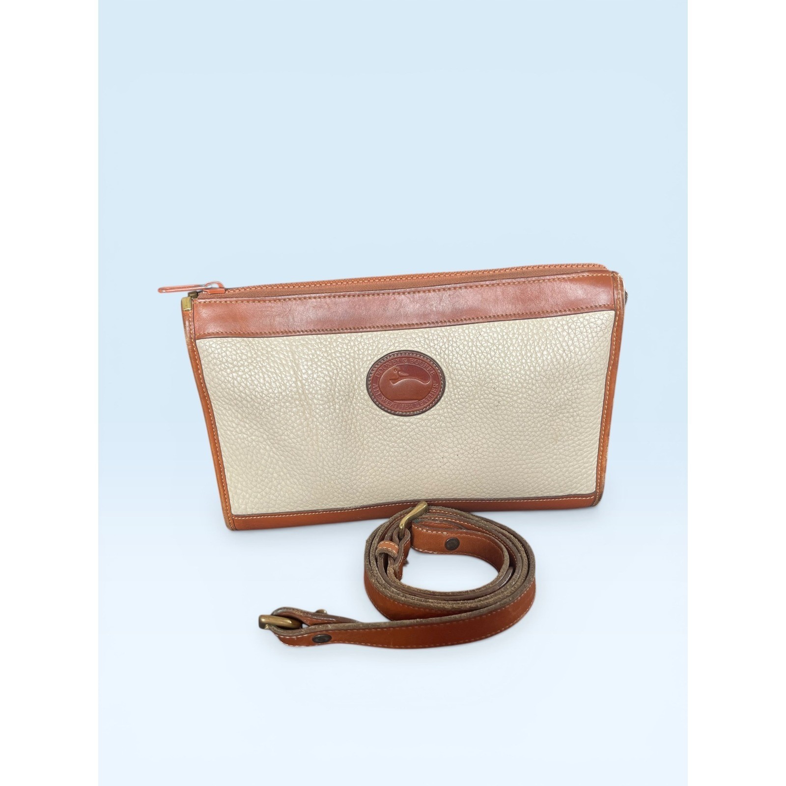 Dooney & Bourke Vintage All Weather Leather Crossbody Bag Cream Tan Two Tone
