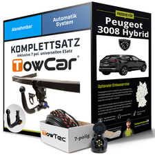Für PEUGEOT 3008 Hybrid I Typ 0U Anhängerkupplung abnehmbar +eSatz 7pol uni. 09-