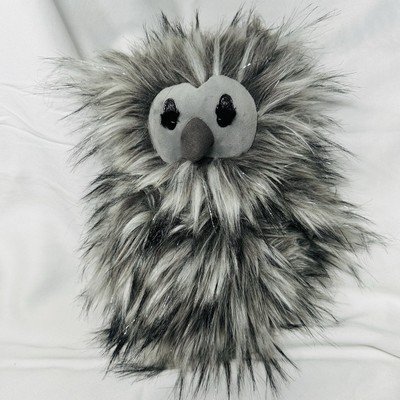 Jellycat Gloria Owl Plush 11  Grey Sparkle Sparkly Retired Stuffed Animal Fluffy
