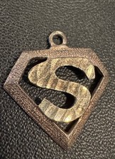 Vintage Superman S Shield Pendant Two Tone Metal Comic Superhero DC Comics