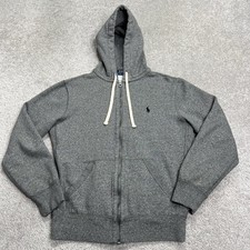 Polo Ralph Lauren Hoodie Womens Small Grey Full Zip Fleece Pony Logo Sweatshirt