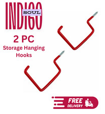 2pcs Red Large Utility Screw Hooks | Heavy Duty Garage Shed Storage Wall Ceiling