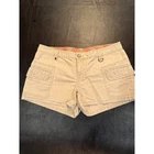 Y2K Old Navy Womens Khaki Cargo Shorts Size 8 Beige Stripe Cotton Low Rise Boho