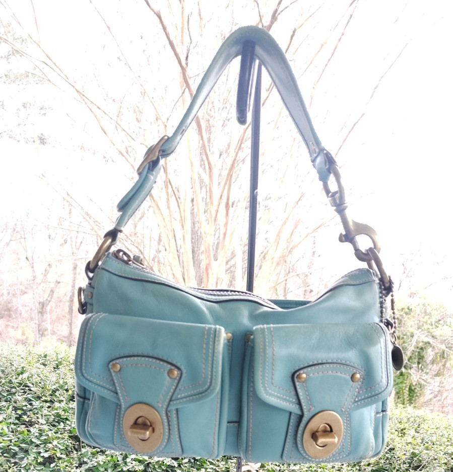 Coach Medium 10328 Vintage 65th Anniversary Blue Double Turnlock