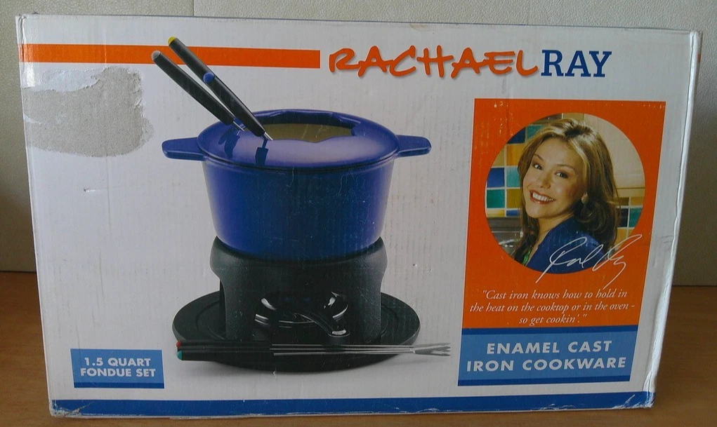 Rachael Ray 1.5 Quart Enamel Cast Iron Fondue Set Enamel Cast Iron Cookware