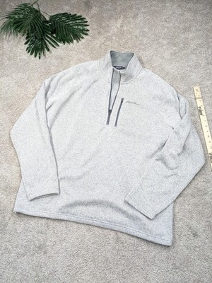 Eddie Bauer Pullover Mens 2XL Gray Quarter Zip Fleece Sweater Chest Pocket Warm