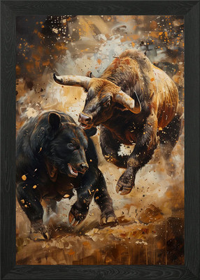 Bär VS Stier Krypto Handel gerahmtes Wandbild Poster Leinwanddruck Bild