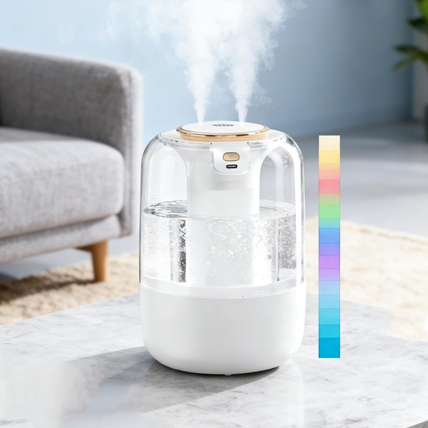 Humidifier for Bedroom,2.2L Cool Mist Humidifier Dual Spray Nozzles Fast Humidif