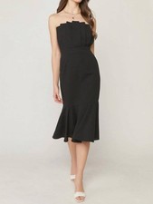 Entro Pleated Strapless Midi Dress Size S