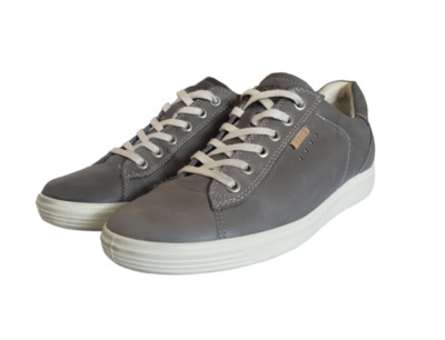 Ecco Womens Soft 7 Sneakers Shoes Gray 43023302038 Low Top Leather LaceUp Size 7