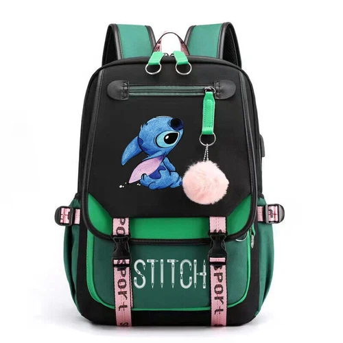 Anime Stitch Estudiantes Usb Mochila Niños Niñas Mochila de Viaje Bolso Escolar - Imagen 26 de 29