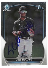 JOSE GERARDO SIGNED 2023 BOWMAN CHROME PROSPECTS BASEBALL CARD MARLINS #BCP-195