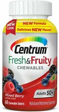 CENTRUM FRESH & FRUITY 50+ CHEWABLES 60 COUNT MIXED BERRY SEALED BOTTLE EXP 5/22