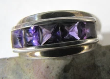 Michelle Albala Sterling Silver Amethyst Ring Channel Set Baguette Stone 9