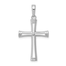 10K White Gold Polished and Cut-Out Cross Perfect Gift for Her