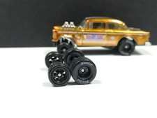 R263 Hot Wheels 164 Set Real Riders Hoosier Black 55 Gasser Rubber Tires Rim