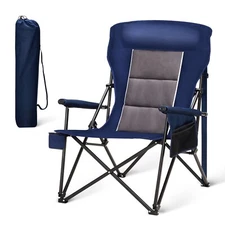 Heavy Duty Camping Chairs Oversize Folding Chair High Back Armchair w/Cup Holder