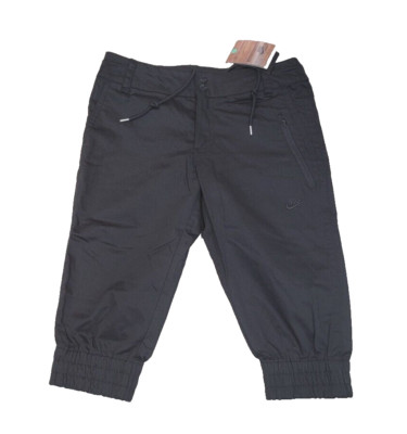 NEW Nike Sportswear Black Calf Length Pants Shorts Womens Size M Elastic Bottom
