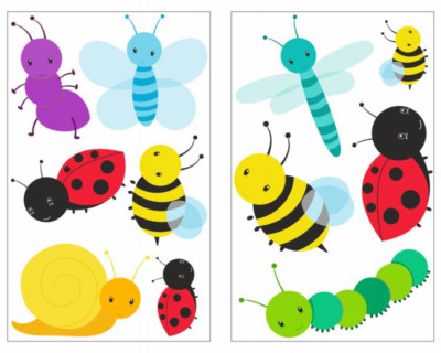 Samunshi 11-teiliges Süße Käfer Wandtattoo Set Kinderzimmer Babyzimmer 3 Größen