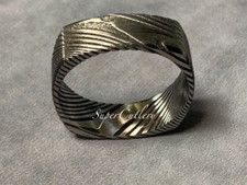 RUST RESISTANT Custom Damascus Steel Men Wedding Ring Engagement Ring 8mm Square