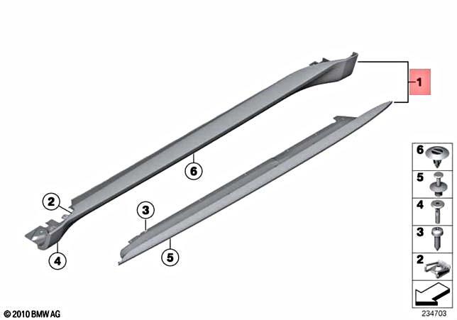 Genuine BMW Hybrid X6 E71 E72 Performance Sill Primed Right 