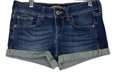 Express Womens 0 Dark Wash Low Rise Denim Shorts