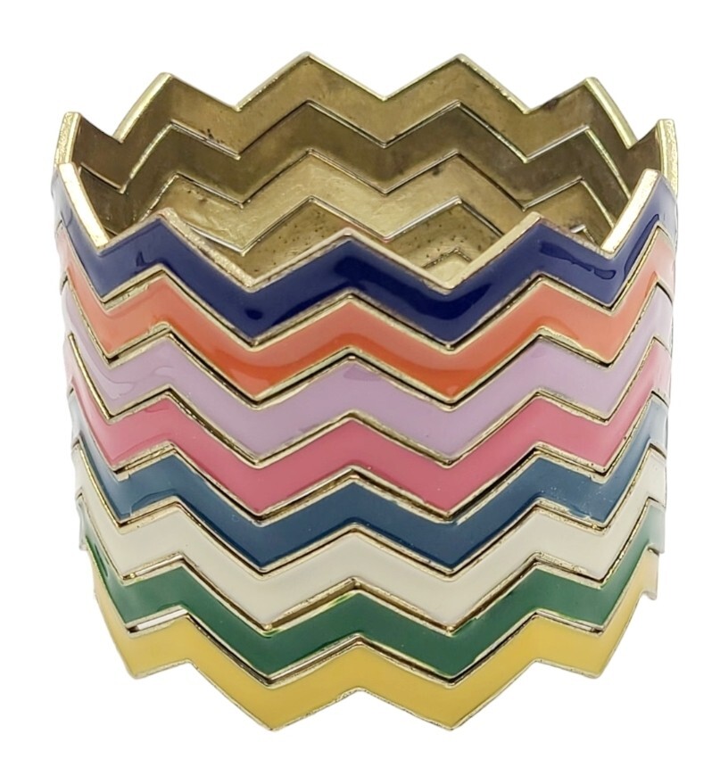 8 Chevron Stackable Bangle Bracelets In Multicolo… - image 2