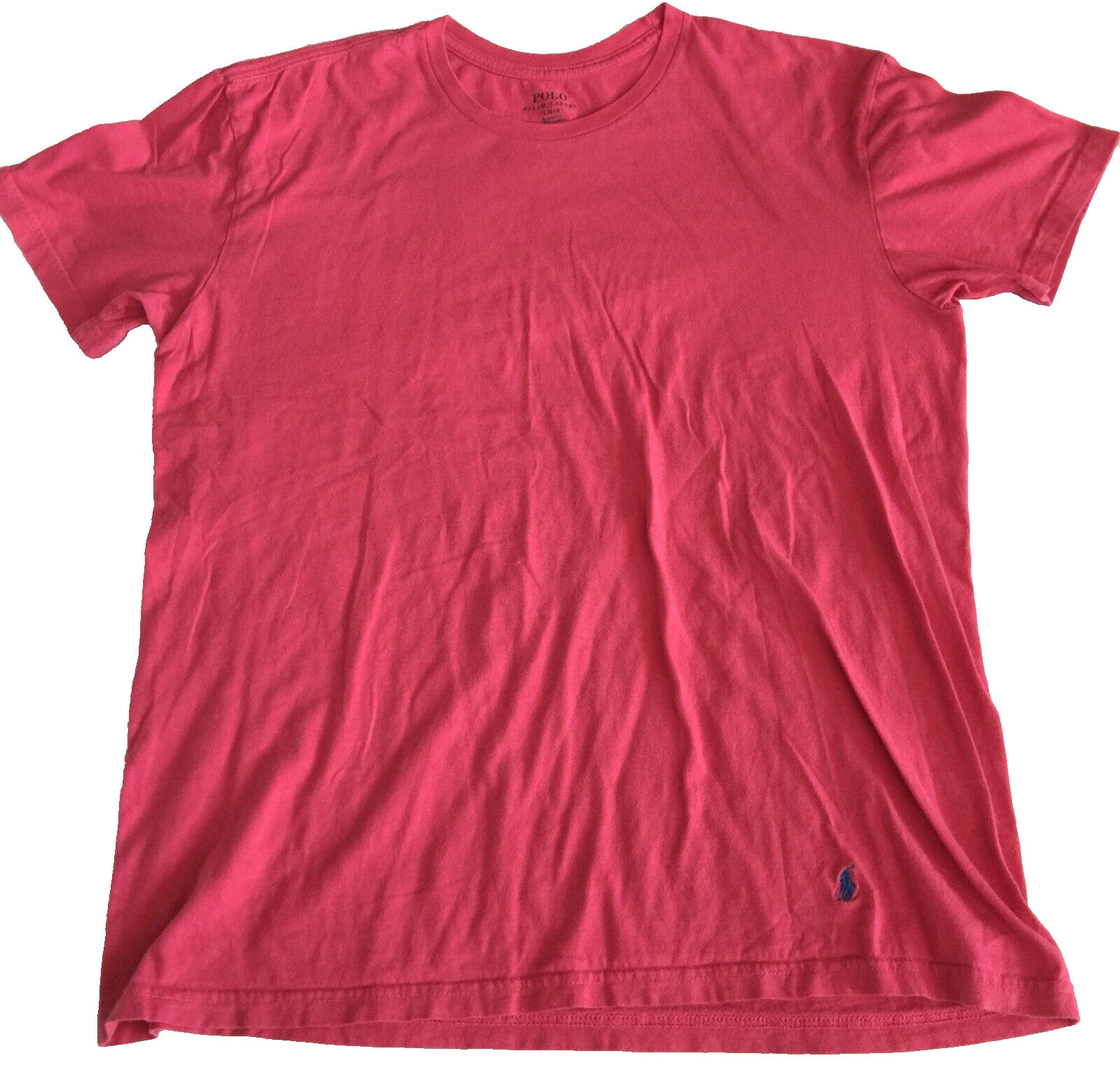 POLO RALPH LAUREN TEE SHIRT UOMO L VESTIBILITÀ CLASSICA ROSA BLU ORLO PONY LOGO 43"x27"