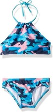 Kanu Surf Girls Mahina UPF 50 Beach Sport Halter Bikini 2-Piece Swimsuit Size 5