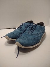 Cole Haan Grand OS Zerogrand Women  s Wingtip Suede Oxford Shoe Sz 7B Blue