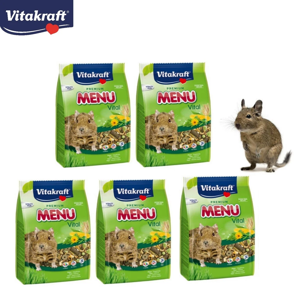 5 X 600G VITAKRAFT DEGU BAG COMPLETE FOOD FEED DIET BULK DEAL 3KG TOTAL 25143