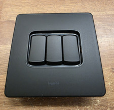 Standard Plate Modern Matt Black 3 Gang Light Switch Legrand 7317 33