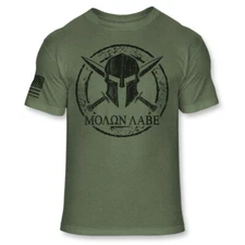 Molon Labe Spartan Helmet and Cross Swords Shirt - Soft Blend T-Shirt - A210
