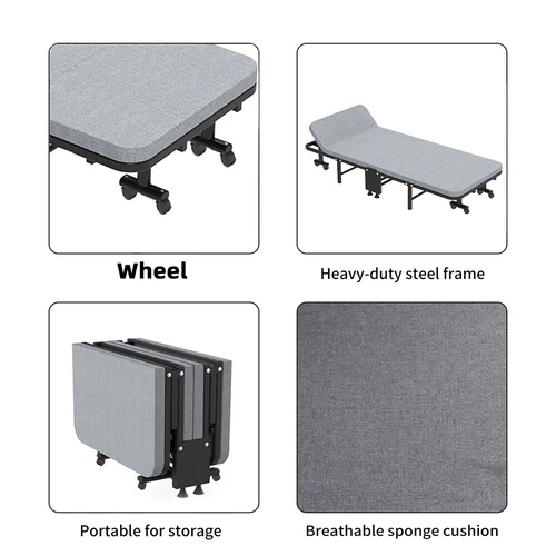 Heavy Duty Folding Bed Rollaway Guest Bed Fold up Sleeper Bed With Mattress 190 - Picture 12 of 13