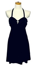 Pat Richards Little Black Velvet Dress w Rhinestone Sparkle Detail M USA Vintage