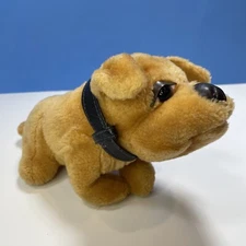 Hugfun International Bulldog Tan Brown Collar Hug Fun Plush Stuffed 8” Vintage