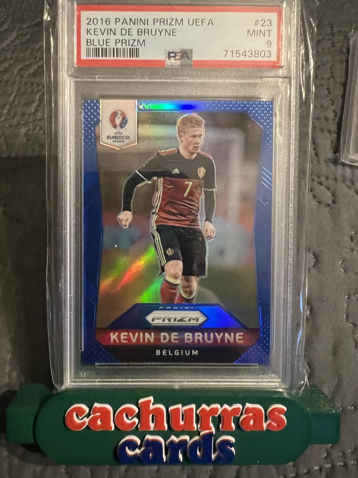 2016 Panini UEFA Euro Prizm Kevin De Bruyne Blue 127/249 PSA9 KDB