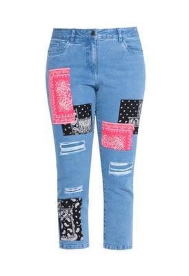 Angel of Style Damen große Größen 3 4 Jeans Amy farbige Bandana Patches