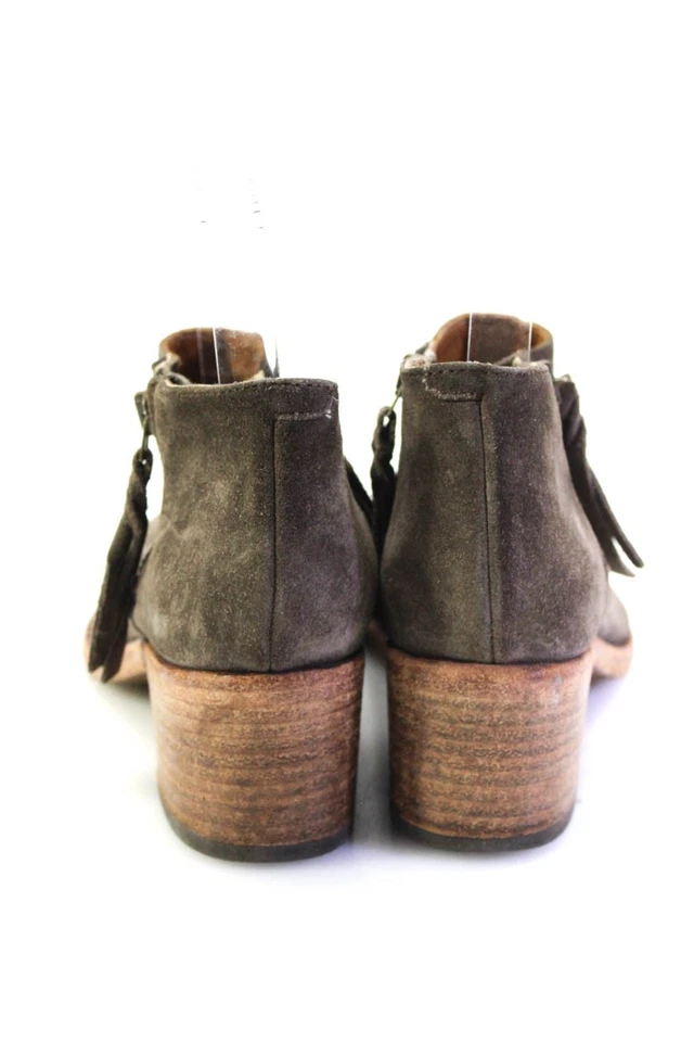 Botas de tornozelo femininas Alberto Fermani camurça biqueira redonda com zíper marrom tamanho 35.5 5.5 - Imagem 3 de 4