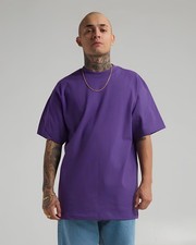 Shakawear Men Purple Max Heavyweight Short Sleeve Tee Shirt 7XL Big Tall Blank T