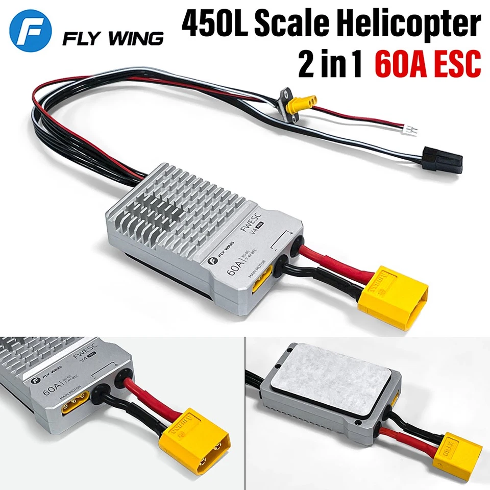 FLY WING Helicopter 60A ESC 32bit CPU 7.4V 5A S-BEC for 450L RC Helicopters - Image 4 of 4