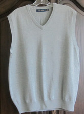 CLUB ROOM Men's M Gray V-neck Sleeveless Sweater Vest 100 Cotton