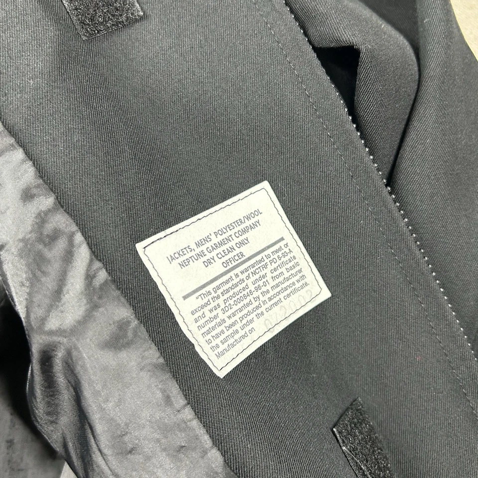 Chaqueta Militar Neptuno Para Hombres 50L Larga Poliéster Lana Bombardero Azul Marino Oficial Negra Foto 4 de 4