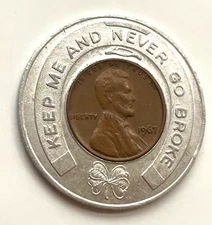 1967 Lucky Lincoln Memorial Cent Encased Penny 1 3/8" Good Luck Coin Token