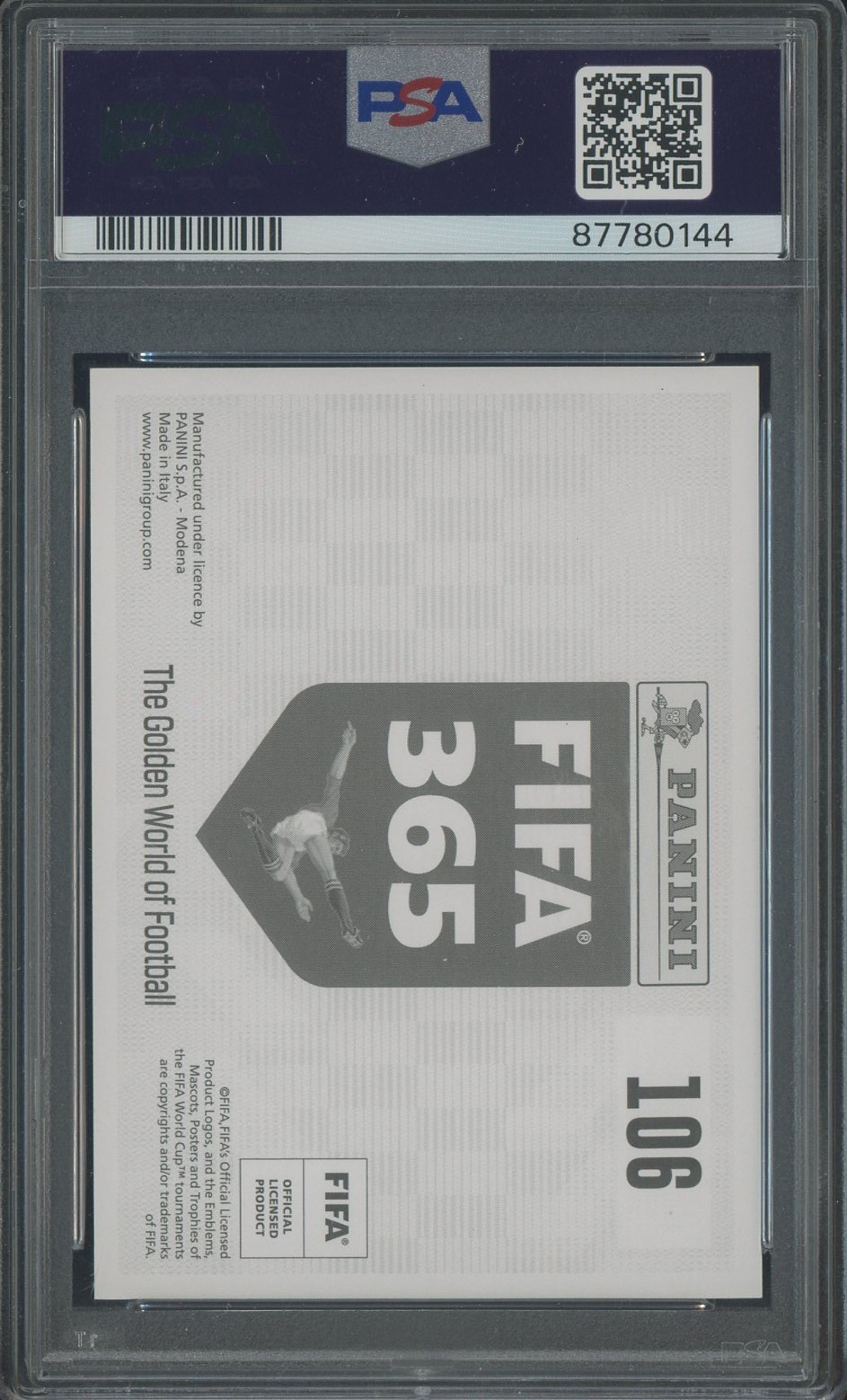 2019 Panini FIFA 365 Soccer #106 Lionel Messi PSA 10 GEM MINT view 2
