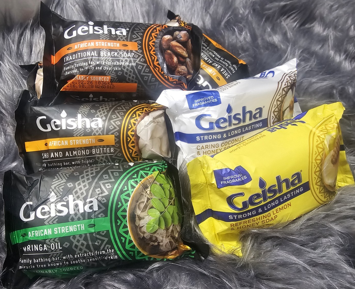 Geisha African Strength Assorted Bar Soap Set Shea Butter Almond