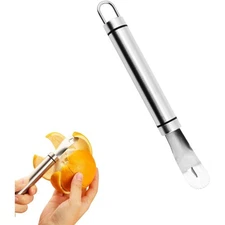 Stainless Steel Orange Peeler Tool with Long Handle and Triangular Blade for