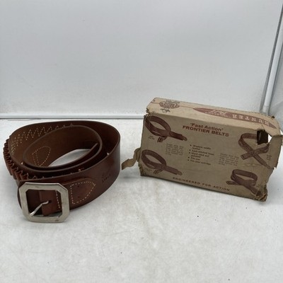 Vtg NEW Hunter Model 158 Buscadera Leather Gun Belt L RH .38 Caliber NOS Box