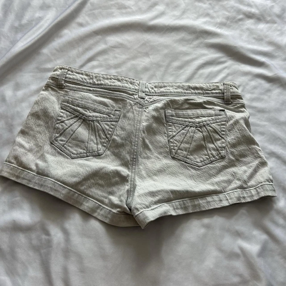 Micro Shorts Y2k Low Rise Route 66 Blanco Denim Mcbling Años 2000 Talla 13/14 Foto 2 de 3