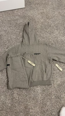 Grey Essentials Men's Hoodie Sweatpants Set Streetwear Tracksuit Loungewear